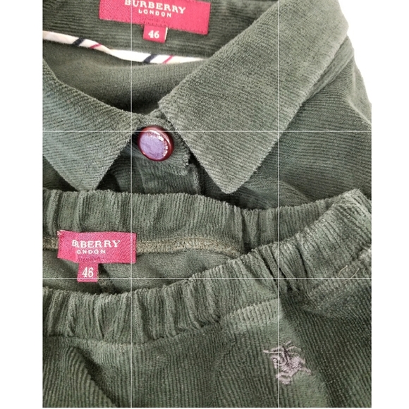 Burberry London Hunter Green Corduroy Stretch Cotton Pants Suit Size 10/Large - Picture 12 of 14
